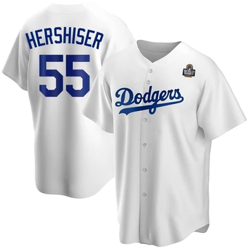 Men's Los Angeles Dodgers Orel Hershiser ＃55 White Replica Home 2024 World Series Jersey
