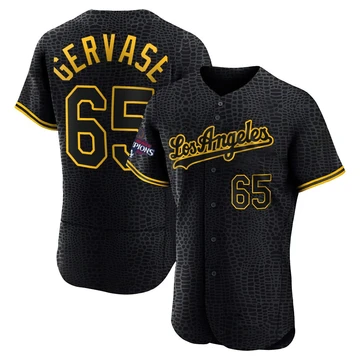 Men's Los Angeles Dodgers Paul Gervase ＃65 Black Authentic Snake Skin City 2024 World Series Champions Jersey