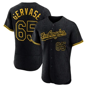 Men's Los Angeles Dodgers Paul Gervase ＃65 Black Authentic Snake Skin City Jersey