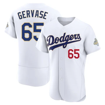 Men's Los Angeles Dodgers Paul Gervase ＃65 Gold Authentic White 2026 Collection Jersey