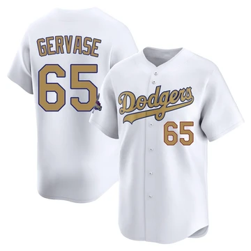 Men's Los Angeles Dodgers Paul Gervase ＃65 Gold Limited White 2025 Collection Jersey