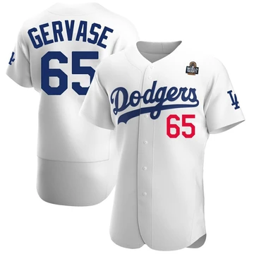 Men's Los Angeles Dodgers Paul Gervase ＃65 White Authentic Home Official 2024 World Series Jersey
