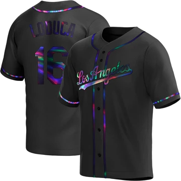 Men's Los Angeles Dodgers Paul Loduca ＃16 Black Replica Holographic Alternate Jersey