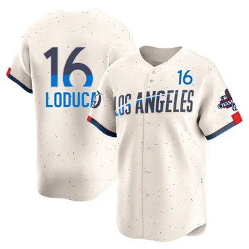 Men's Los Angeles Dodgers Paul Loduca ＃16 Cream Limited 2024 City Connect World Series Champions Jersey
