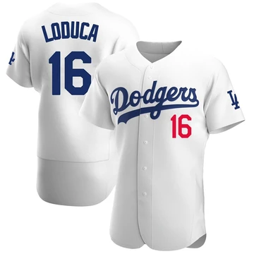 Men's Los Angeles Dodgers Paul Loduca ＃16 White Authentic Home Jersey
