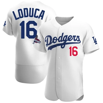 Men's Los Angeles Dodgers Paul Loduca ＃16 White Authentic Home Official 2024 World Series Champions Jersey