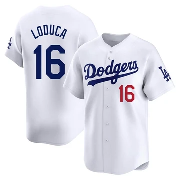Men's Los Angeles Dodgers Paul Loduca ＃16 White Limited Home Jersey