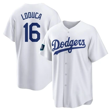 Men's Los Angeles Dodgers Paul Loduca ＃16 White Replica 2024 World Tour Seoul Series Home Jersey