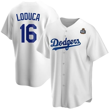 Men's Los Angeles Dodgers Paul Loduca ＃16 White Replica Home 2024 World Series Jersey