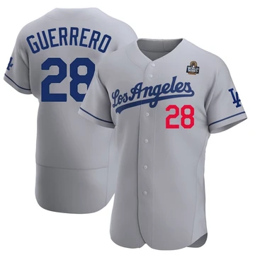 Men's Los Angeles Dodgers Pedro Guerrero ＃28 Gray Authentic Away Official 2024 World Series Jersey
