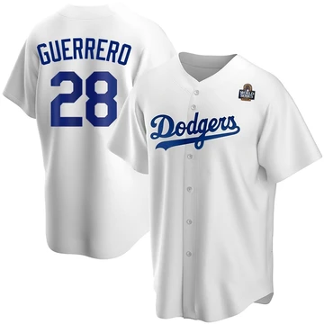 Men's Los Angeles Dodgers Pedro Guerrero ＃28 White Replica Home 2024 World Series Jersey