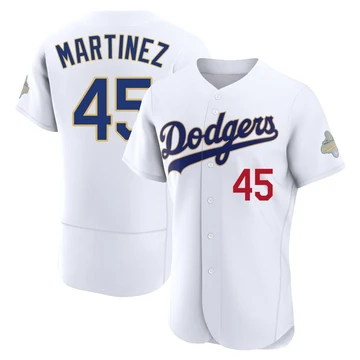 Men's Los Angeles Dodgers Pedro Martinez ＃45 Gold Authentic White 2026 Collection Jersey