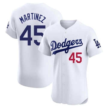 Men's Los Angeles Dodgers Pedro Martinez ＃45 White Elite Home Jersey