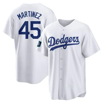 Men's Los Angeles Dodgers Pedro Martinez ＃45 White Replica 2024 World Tour Seoul Series Home Jersey