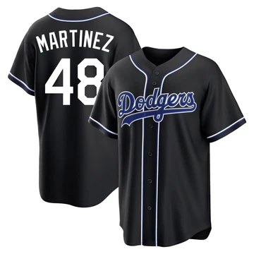 Men's Los Angeles Dodgers Ramon Martinez ＃48 Black Replica Fashion Out Jersey