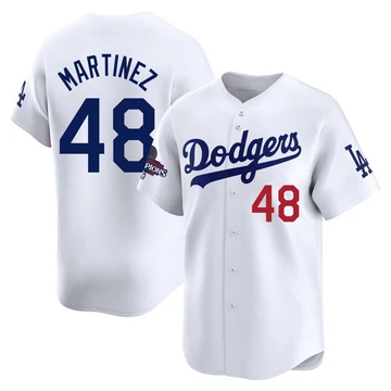 Men's Los Angeles Dodgers Ramon Martinez ＃48 White Limited Home 2024 World Series Champions Jersey