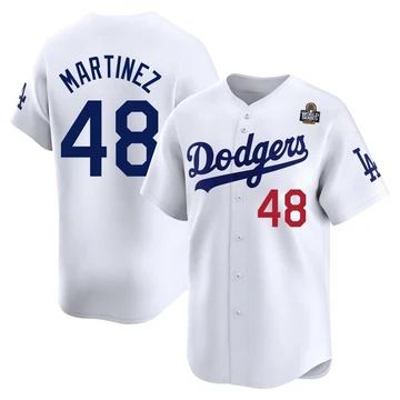 Men's Los Angeles Dodgers Ramon Martinez ＃48 White Limited Home 2024 World Series Jersey