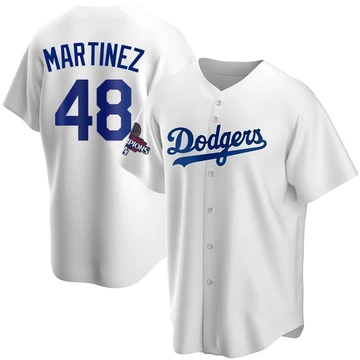 Men's Los Angeles Dodgers Ramon Martinez ＃48 White Replica Home 2024 World Series Champions Jersey
