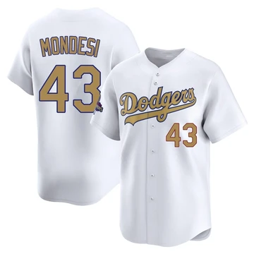 Men's Los Angeles Dodgers Raul Mondesi ＃43 Gold Limited White 2025 Collection Jersey
