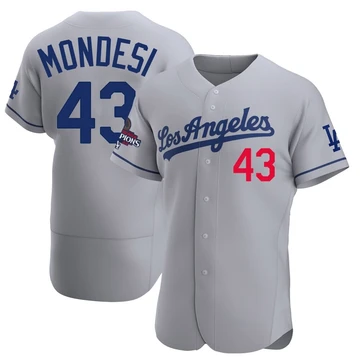 Men's Los Angeles Dodgers Raul Mondesi ＃43 Gray Authentic Away Official 2024 World Series Champions Jersey