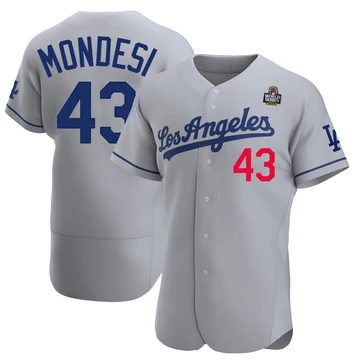 Men's Los Angeles Dodgers Raul Mondesi ＃43 Gray Authentic Away Official 2024 World Series Jersey