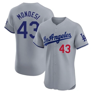 Men's Los Angeles Dodgers Raul Mondesi ＃43 Gray Elite Road Jersey