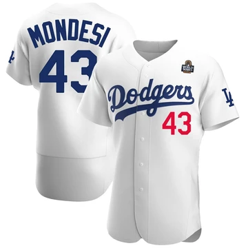 Men's Los Angeles Dodgers Raul Mondesi ＃43 White Authentic Home Official 2024 World Series Jersey