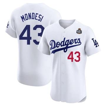 Men's Los Angeles Dodgers Raul Mondesi ＃43 White Elite Home 2024 World Series Jersey