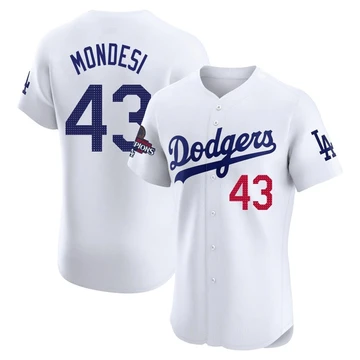 Men's Los Angeles Dodgers Raul Mondesi ＃43 White Elite Home World Series Champions Jersey