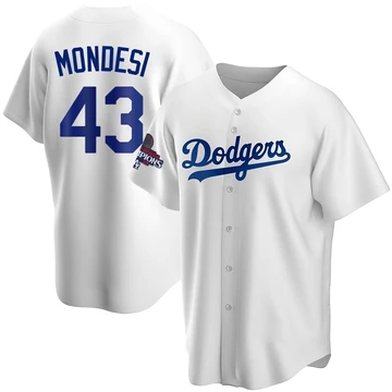 Men's Los Angeles Dodgers Raul Mondesi ＃43 White Replica Home 2024 World Series Champions Jersey