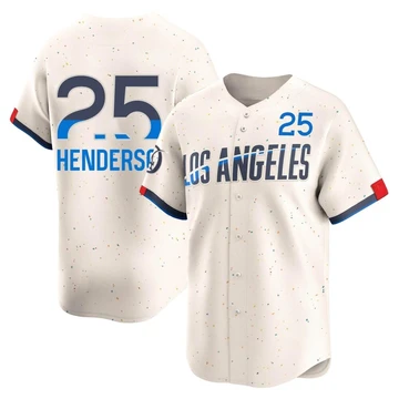 Men's Los Angeles Dodgers Rickey Henderson ＃25 Cream Limited 2024 City Connect Jersey