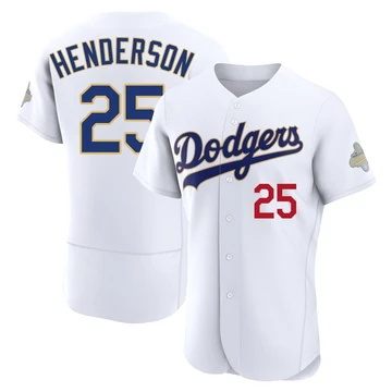 Men's Los Angeles Dodgers Rickey Henderson ＃25 Gold Authentic White 2026 Collection Jersey