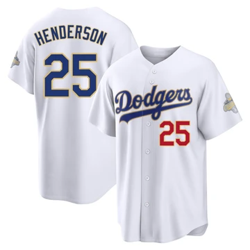 Men's Los Angeles Dodgers Rickey Henderson ＃25 Gold Limited White 2026 Collection Stadium Jersey