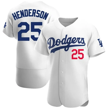 Men's Los Angeles Dodgers Rickey Henderson ＃25 White Authentic Home Jersey