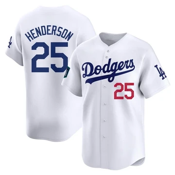 Men's Los Angeles Dodgers Rickey Henderson ＃25 White Limited 2024 World Tour Seoul Series Home Jersey