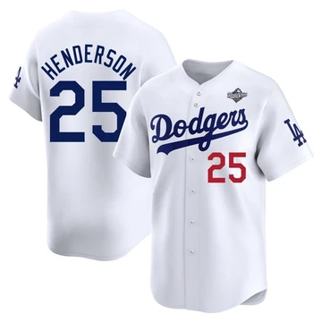 Men's Los Angeles Dodgers Rickey Henderson ＃25 White Limited Home 2025 World Series Jersey