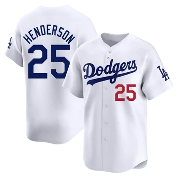 Men's Los Angeles Dodgers Rickey Henderson ＃25 White Limited Home Jersey