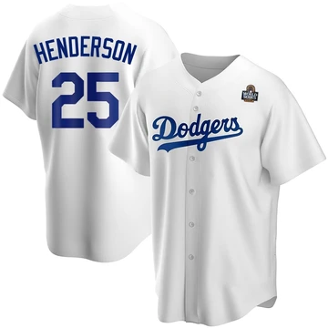 Men's Los Angeles Dodgers Rickey Henderson ＃25 White Replica Home 2024 World Series Jersey