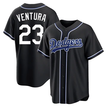 Men's Los Angeles Dodgers Robin Ventura ＃23 Black Replica Fashion Out Jersey