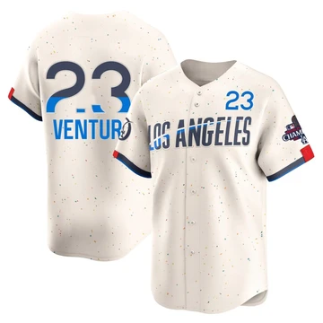 Men's Los Angeles Dodgers Robin Ventura ＃23 Cream Limited 2024 City Connect World Series Champions Jersey