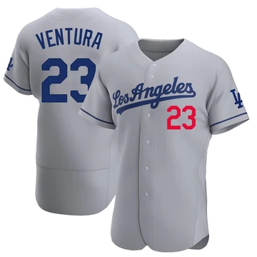 Men's Los Angeles Dodgers Robin Ventura ＃23 Gray Authentic Away Jersey