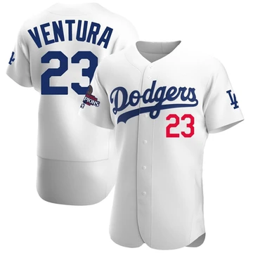 Men's Los Angeles Dodgers Robin Ventura ＃23 White Authentic Home Official 2024 World Series Champions Jersey