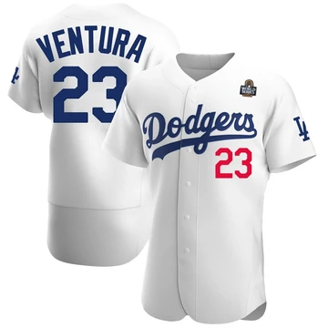 Men's Los Angeles Dodgers Robin Ventura ＃23 White Authentic Home Official 2024 World Series Jersey