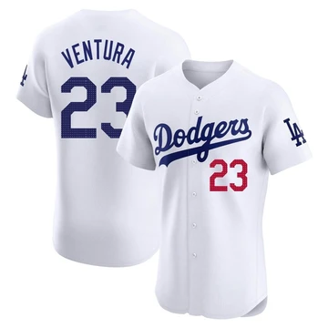 Men's Los Angeles Dodgers Robin Ventura ＃23 White Elite Home Jersey