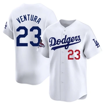 Men's Los Angeles Dodgers Robin Ventura ＃23 White Limited Home 2024 World Series Champions Jersey