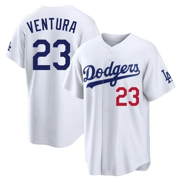 Men's Los Angeles Dodgers Robin Ventura ＃23 White Limited Home Stadium Jersey