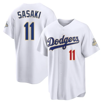 Men's Los Angeles Dodgers Roki Sasaki ＃11 Gold Limited White 2026 Collection Stadium Jersey
