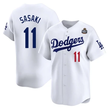 Men's Los Angeles Dodgers Roki Sasaki ＃11 White Limited Home 2024 World Series Jersey