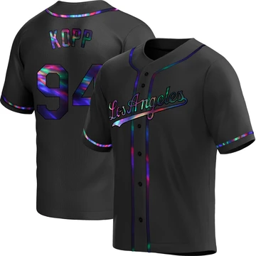 Men's Los Angeles Dodgers Ronan Kopp ＃94 Black Replica Holographic Alternate Jersey