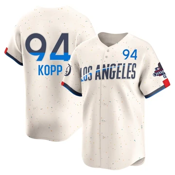 Men's Los Angeles Dodgers Ronan Kopp ＃94 Cream Limited 2024 City Connect World Series Champions Jersey